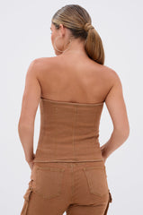 IT GETS EASIER DENIM CORSET IN MOCHA