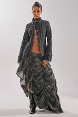 LETS CHANGE IT UP RUCHED MIDI SKIRT IN CAMO