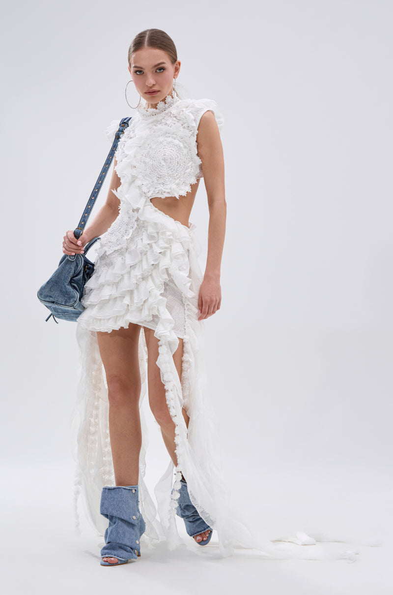 JUST A FEELING RUFFLE MINI DRESS