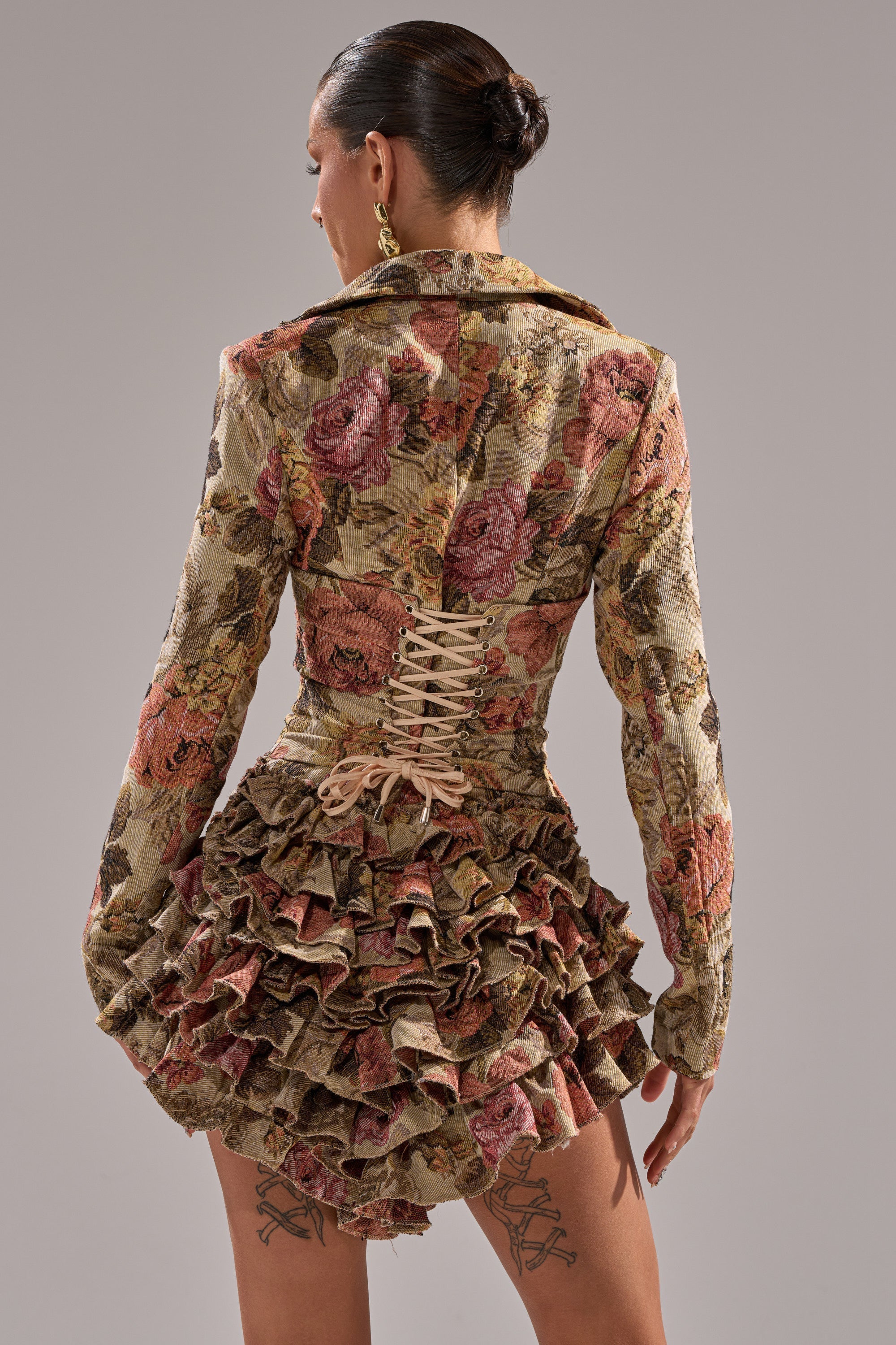 FLORAL HEAVEN TAPESTRY MINI DRESS
