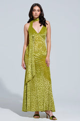 ON HOLIDAY LEOPARD PRINT VELVET MAXI DRESS WITH SCARF
