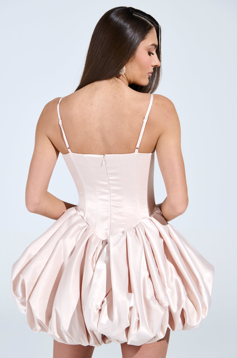 JULIET SATIN MINI DRESS IN LIGHT PINK