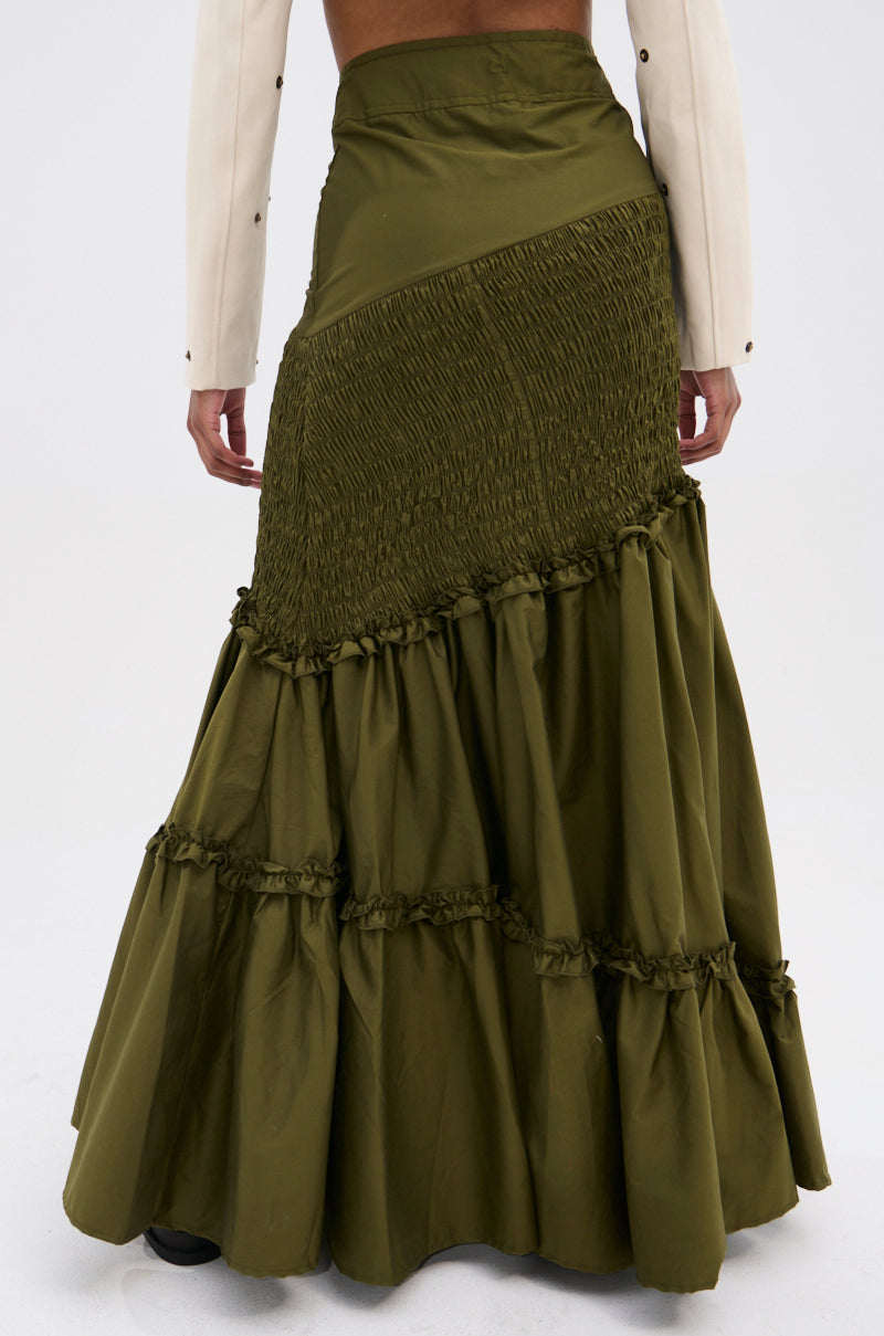 IT ONLY GETS BETTER RUCHED MAXI SKIRT