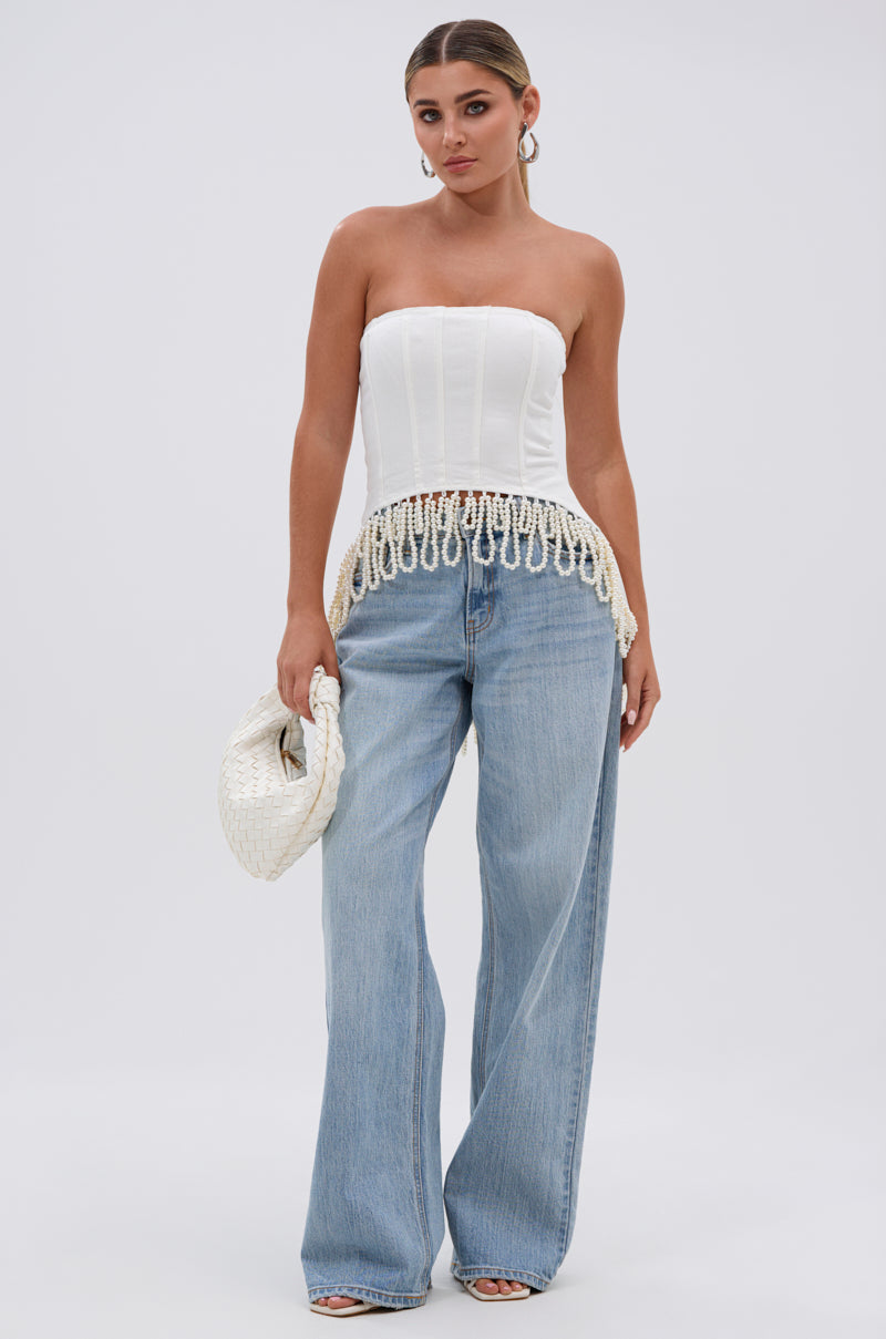 PEARL TRIM HIGH LOW CORSET