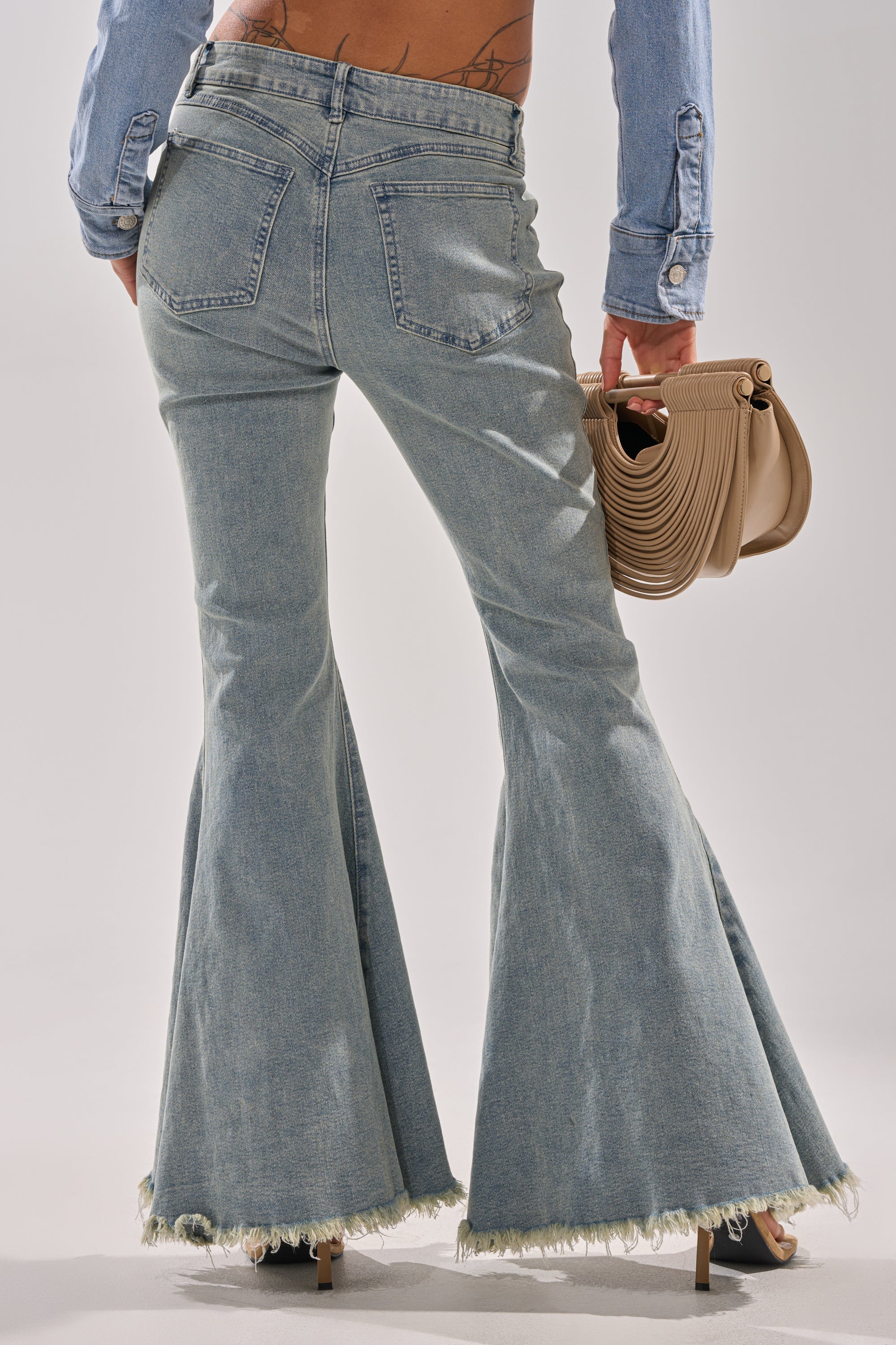 CRAZY ENOUGH LACE UP FLARE DENIM