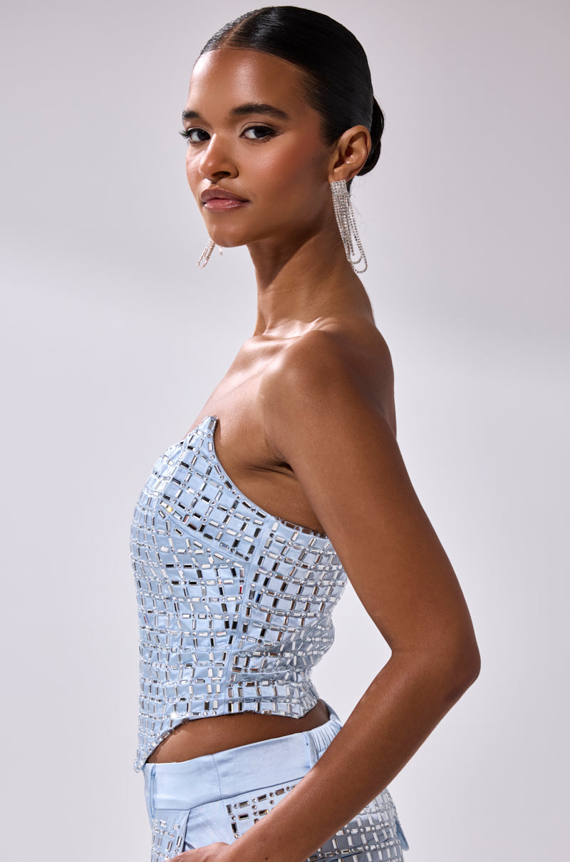 LILA EMBELLISHED SATIN CORSET