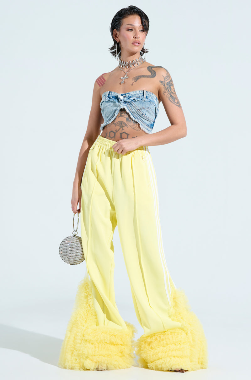 MODERN JAM TRACK PANT WITH TULLE IN YELLOW
