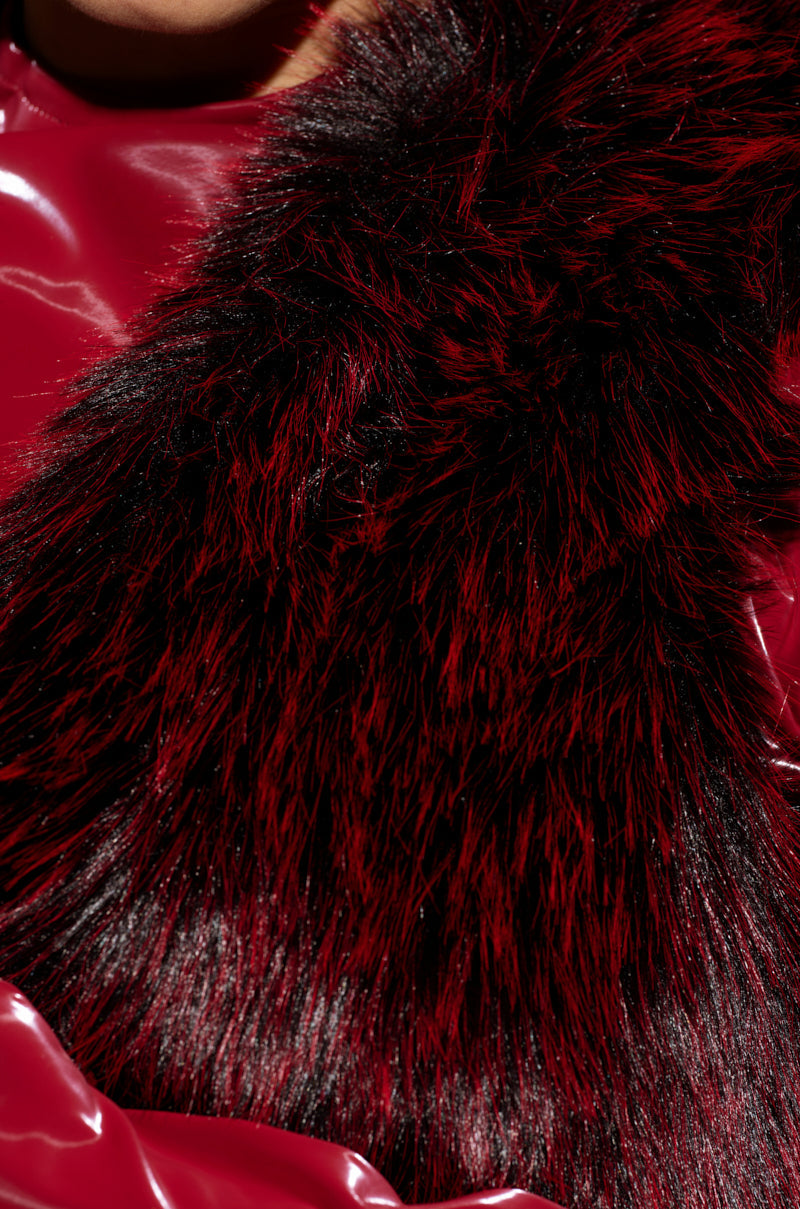 LIGHTS OUT FAUX FUR VEST IN RED