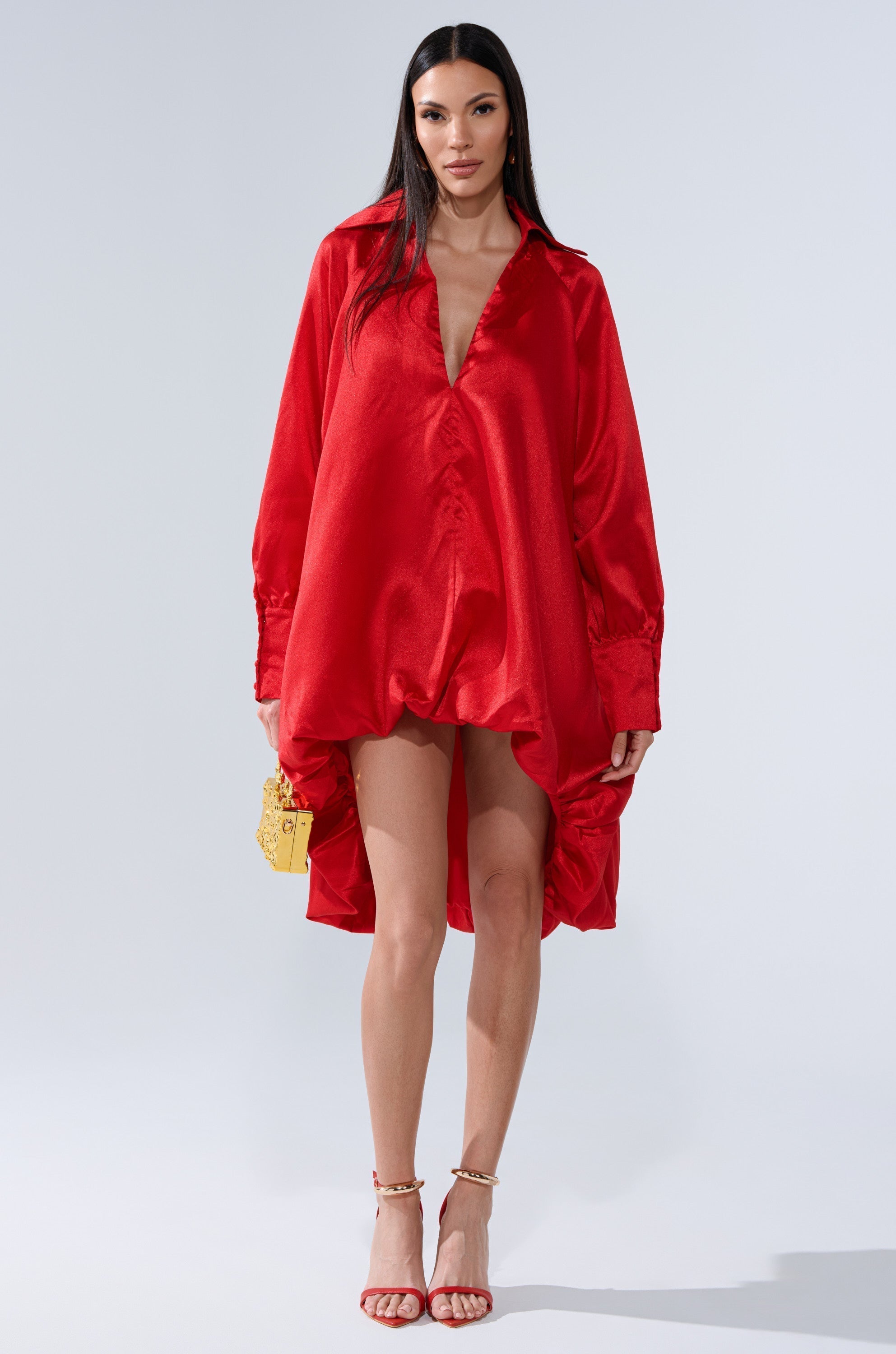 ELOUISE HI LOW DRESS IN RED
