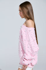 PEARL MADNESS OFF THE SHOULDER SWEATSHIRT