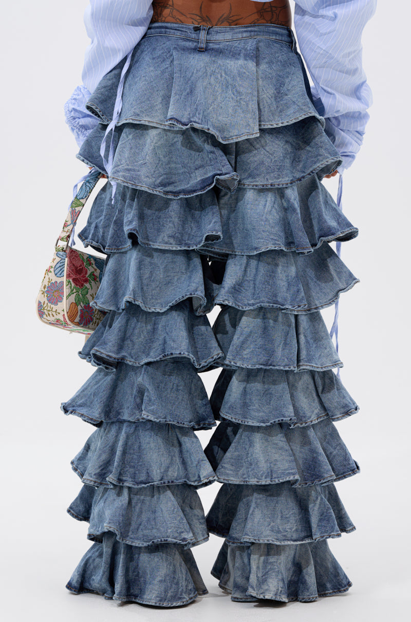 LOOK THIS WAY RUFFLE DENIM PANT