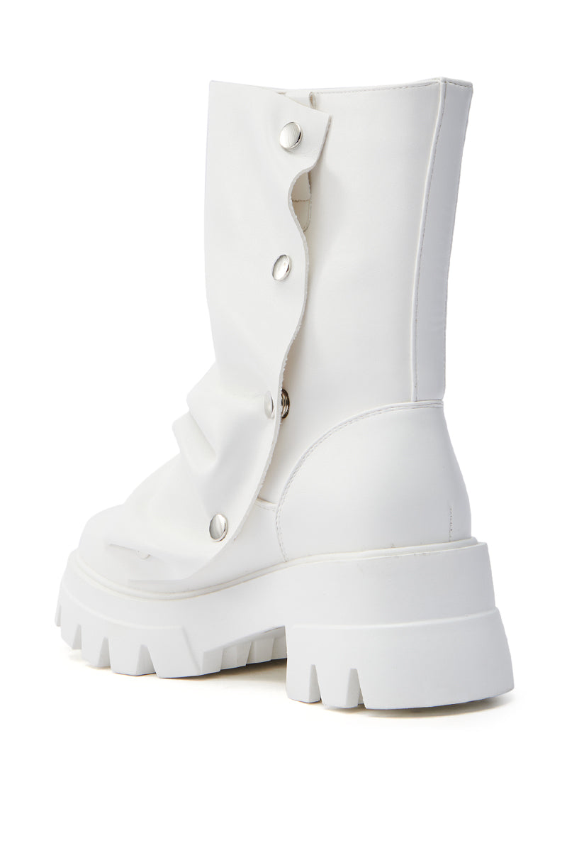 AZALEA WANG BHARTI WHITE SNAP BOOTIE