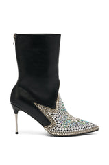 AZALEA WANG CLINEQ EMBELLISHED RHINESTONE STILETTO BOOTIE