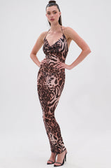 ON TREND MESH MIDI DRESS IN ANIMAL PRINT