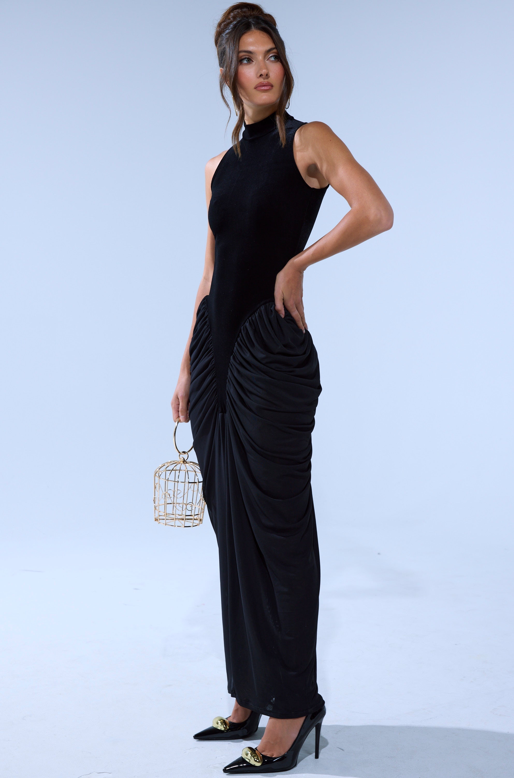 OUT FOR THE NIGHT MOCK NECK MAXI DRESS