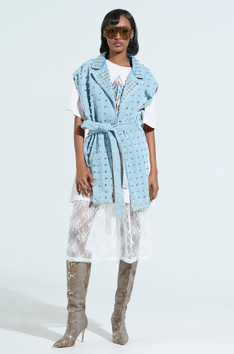 PRESLEY EMBELLISHED DENIM VEST