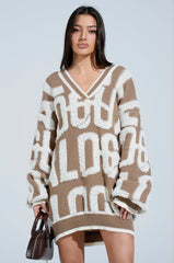 OUT OF SIGHT PRINTED SWEATER DRESS