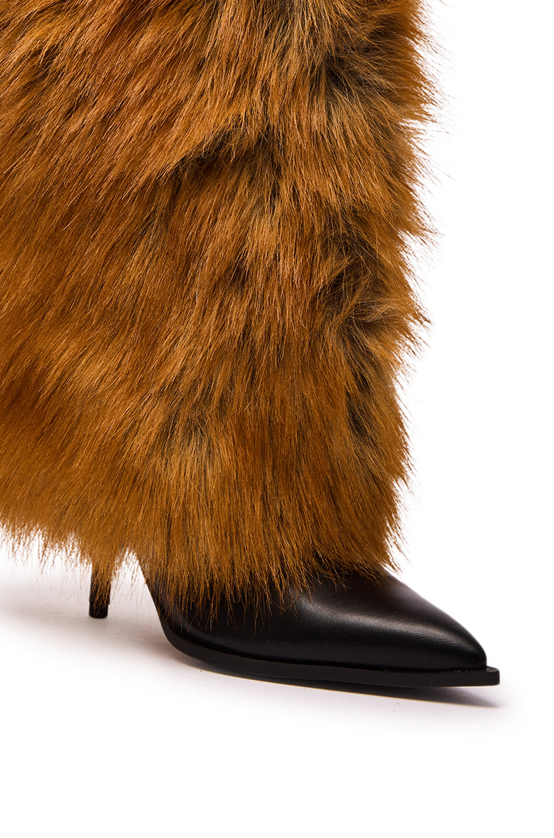 AZALEA WANG EKKEN RED FOX FUR STILETTO BOOT