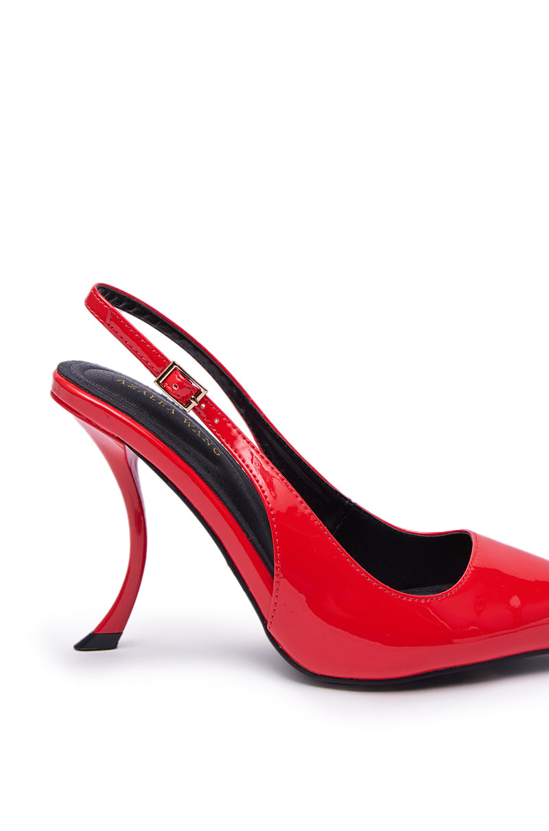 AZALEA WANG EMANUELA RED SHARP TOE SLING BACK PUMP