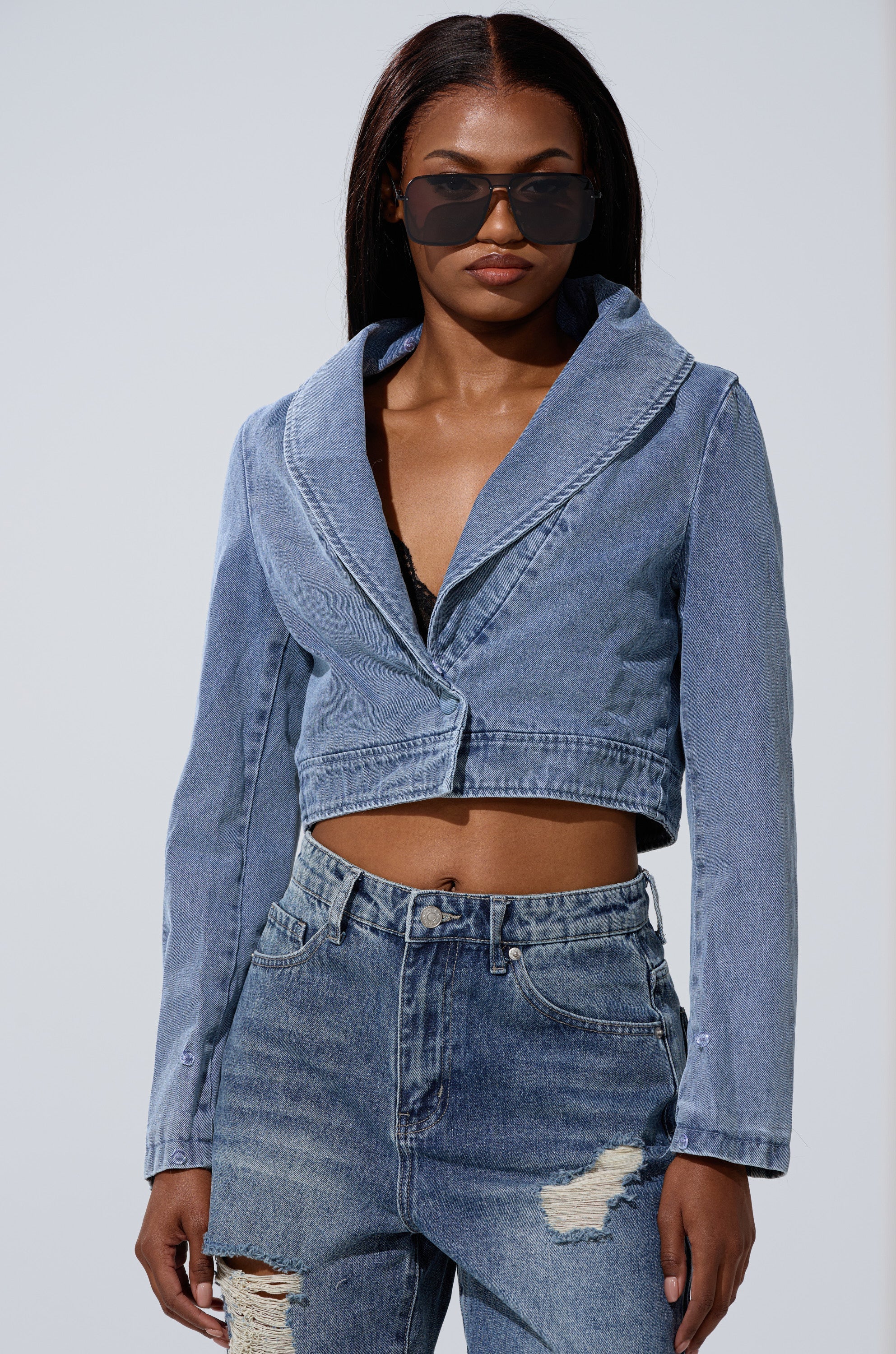 NEW GISELE CROPPED FUR TRIM JACKET
