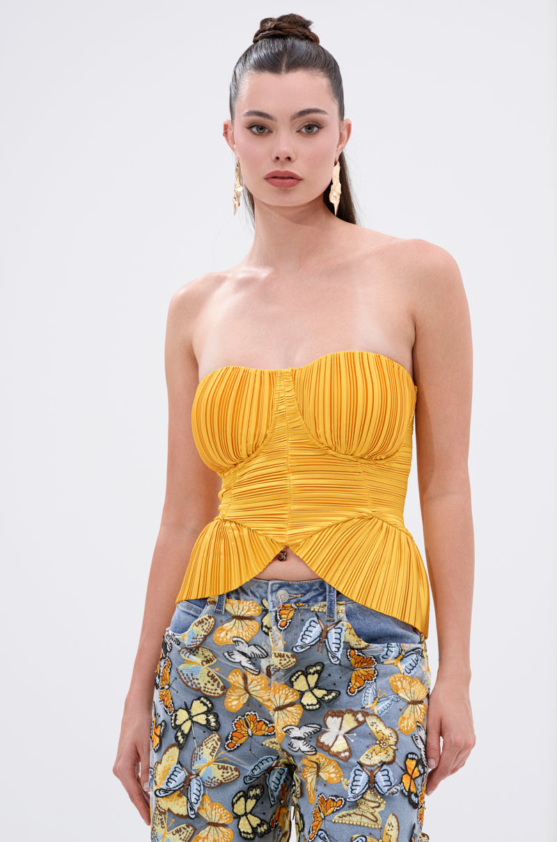 KEEP GOING PLISSE CORSET IN YELLOW