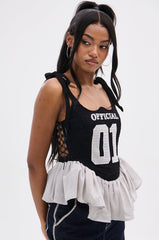 OFFICIAL PRINCESS LACE PEPLUM CORSET TOP