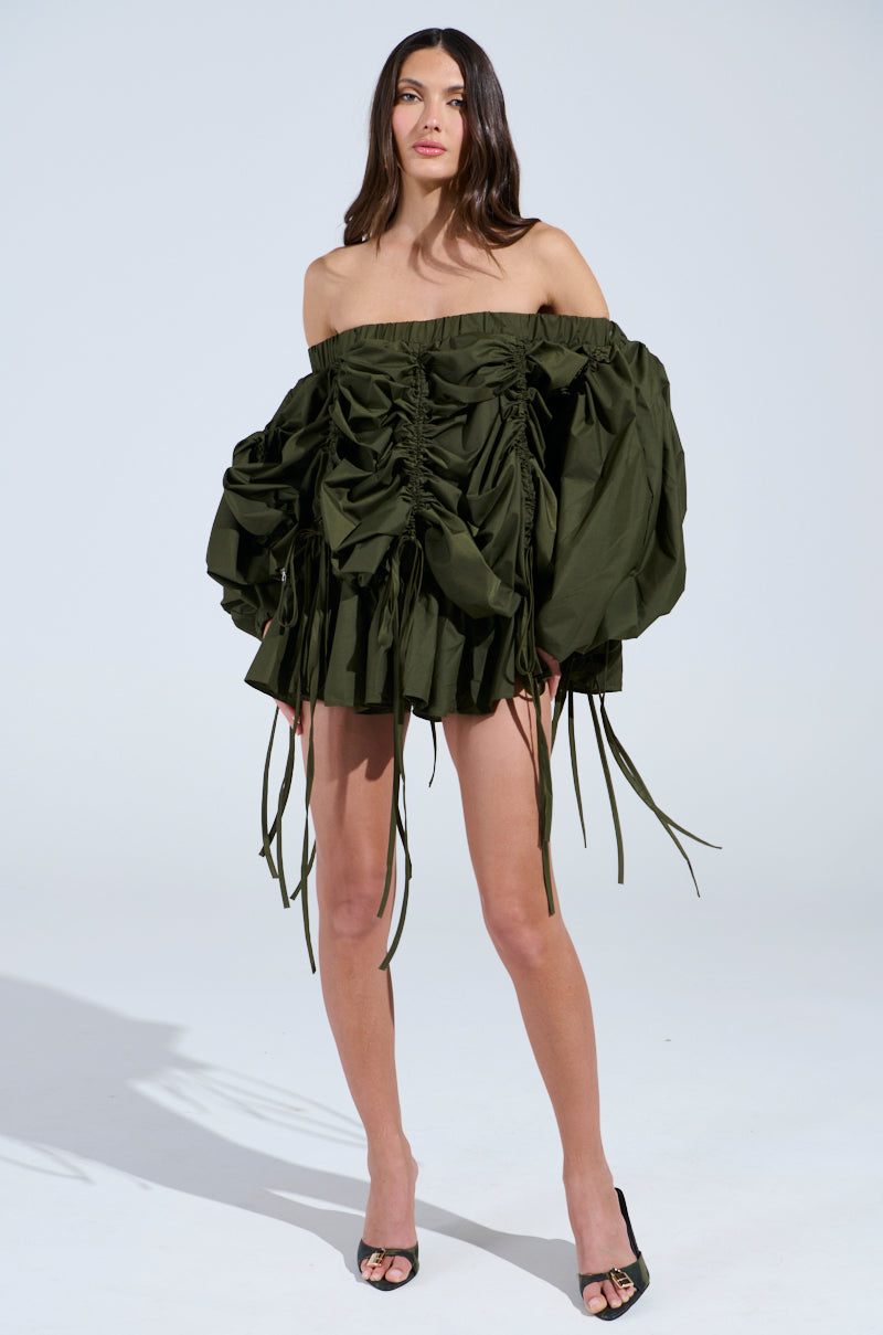 FREE AS CAN BE MINI DRESS IN OLIVE
