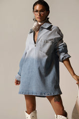 COOL GIRL OVERSIZED OMBRE DENIM SHIRT DRESS
