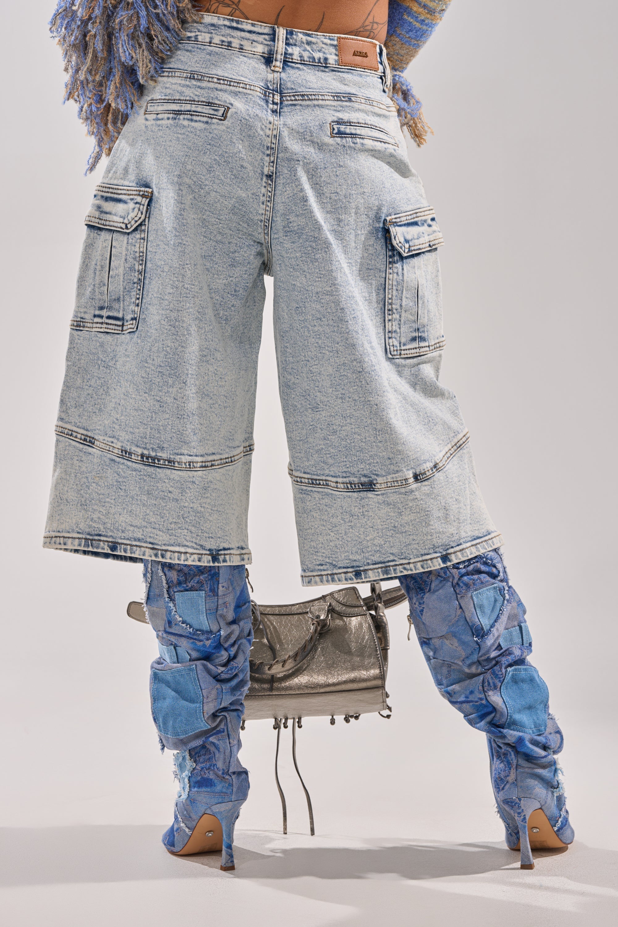 FORGET ME NOT DENIM CARGO BERMUDA SHORT