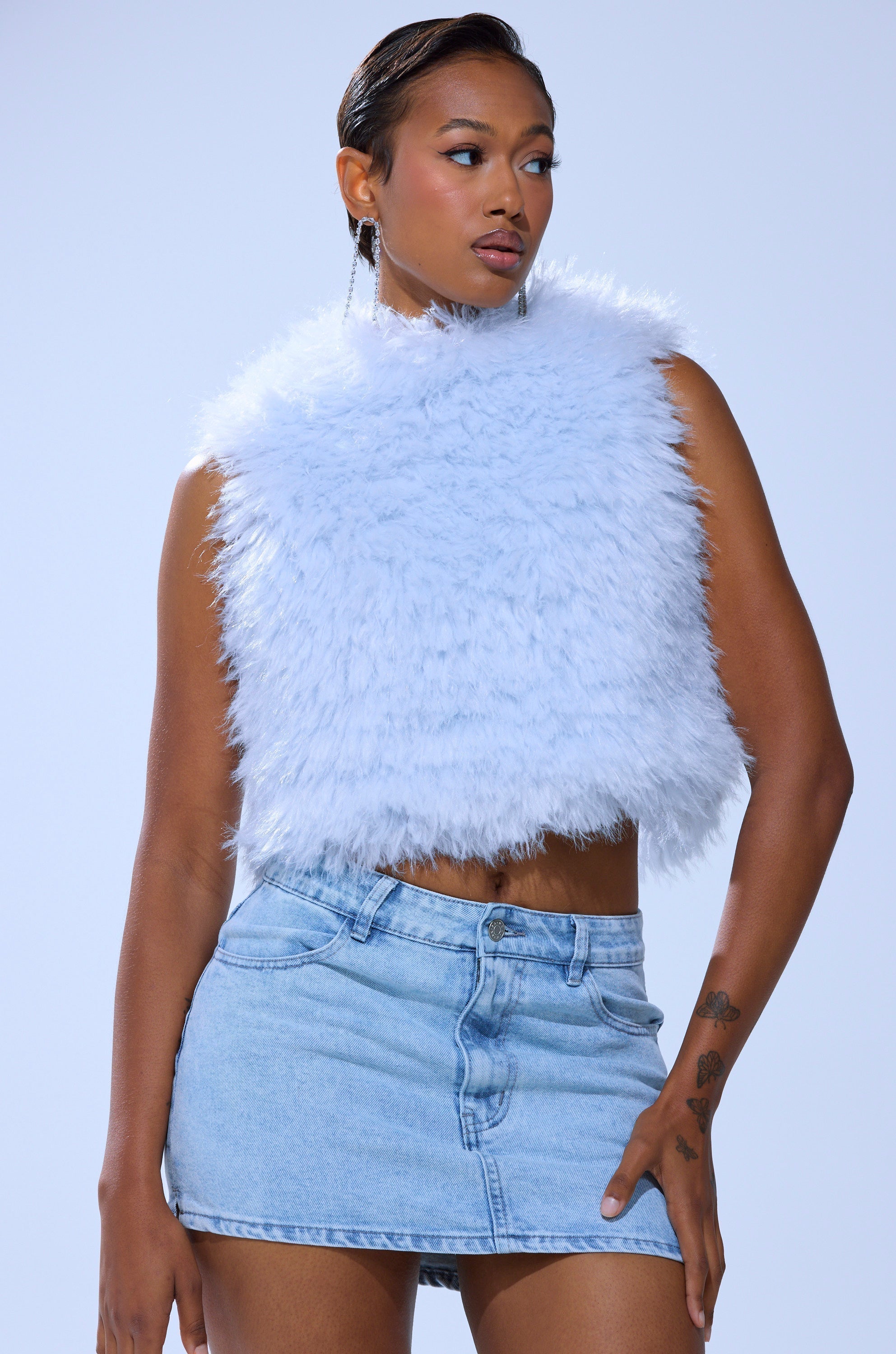 ICY OPEN BACK FUR TOP
