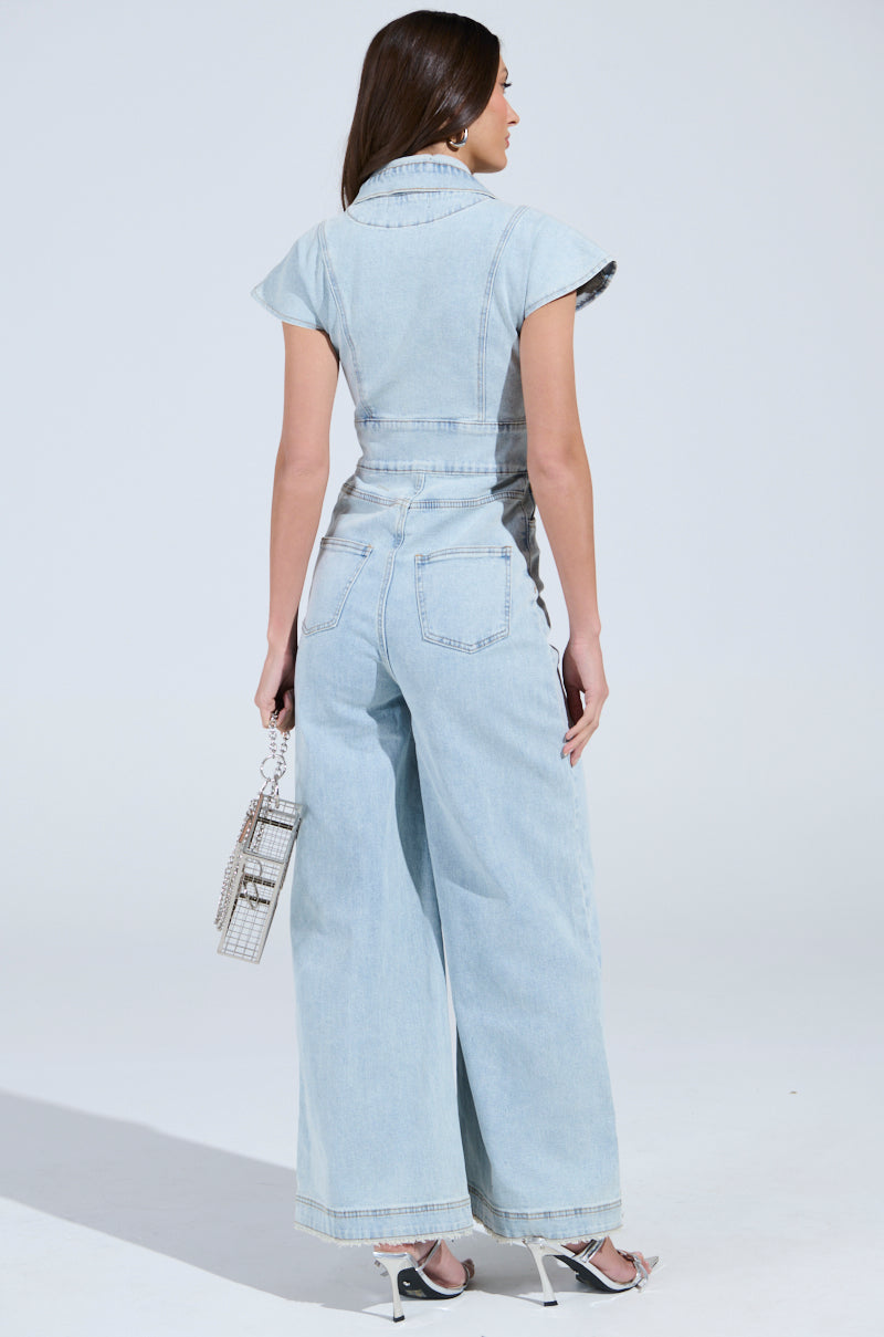 COOL GIRL WIDE LEG DENIM JUMPSUIT