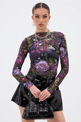 ANOTHER ROSE LONG SLEEVE MESH TOP