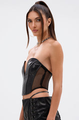 BABY GIRL FAUX LEATHER WITH MESH PANEL CORSET
