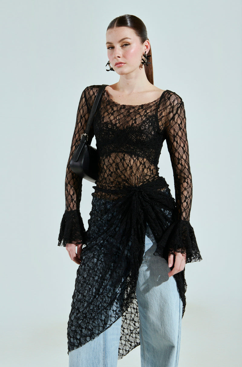 LILY LACE BLOUSE IN BLACK