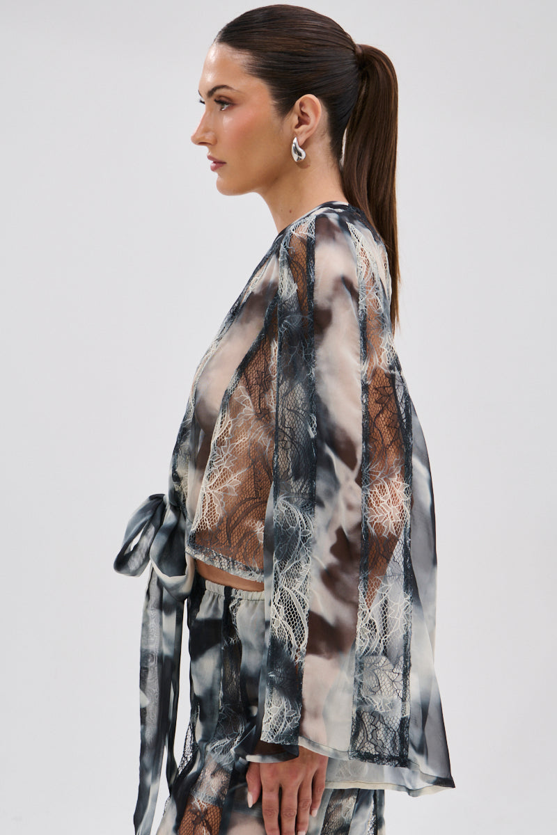 RUBY OMBRE TIE FRONT BLOUSE