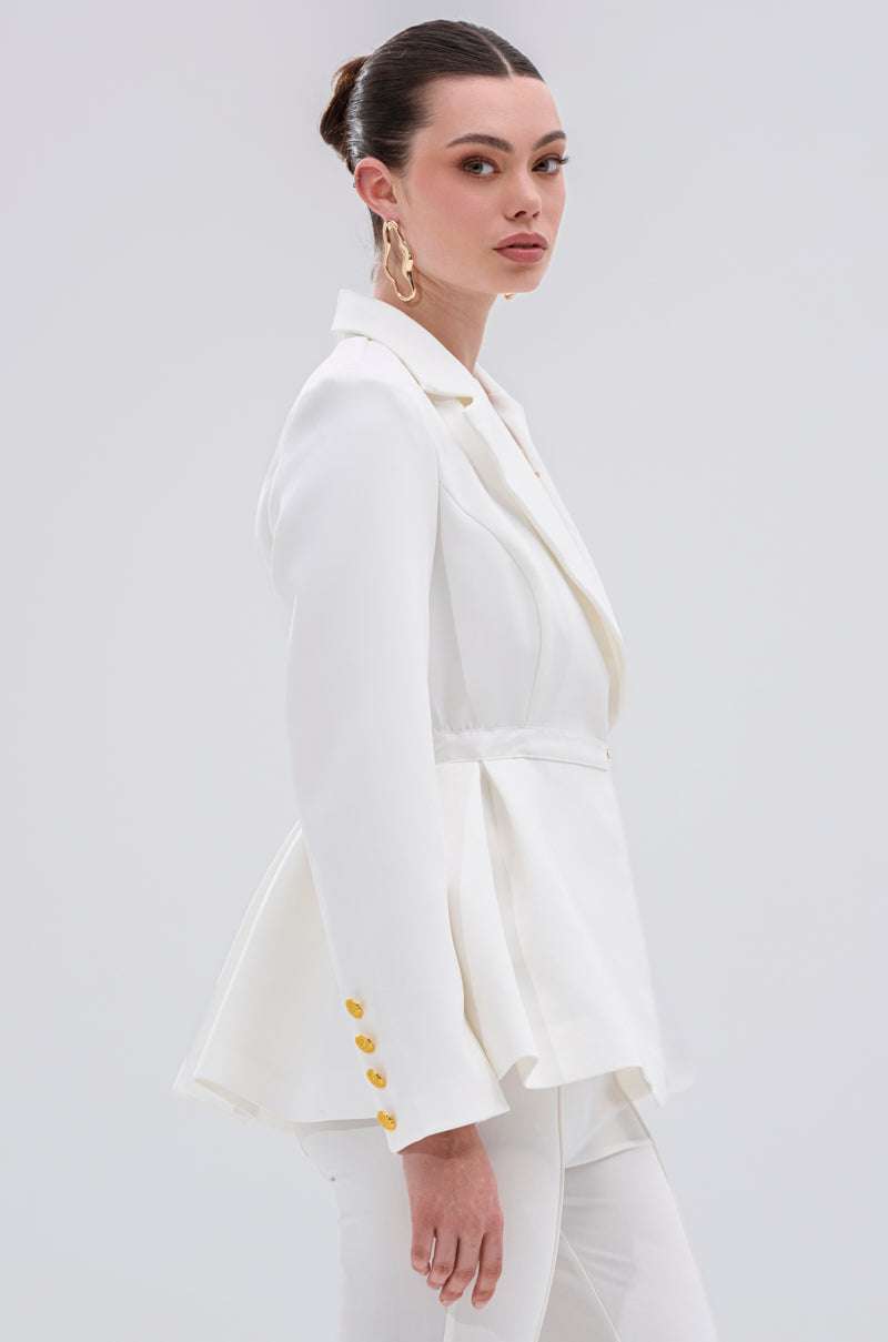 CANARY PEPLUM BLAZER IN WHITE