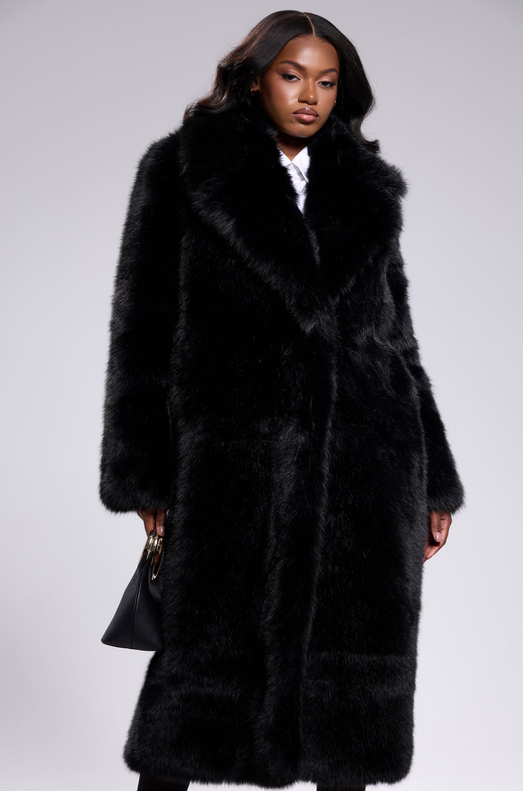 OSLO FAUX FUR COAT IN BLACK