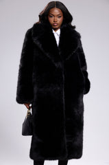 OSLO FAUX FUR COAT IN BLACK