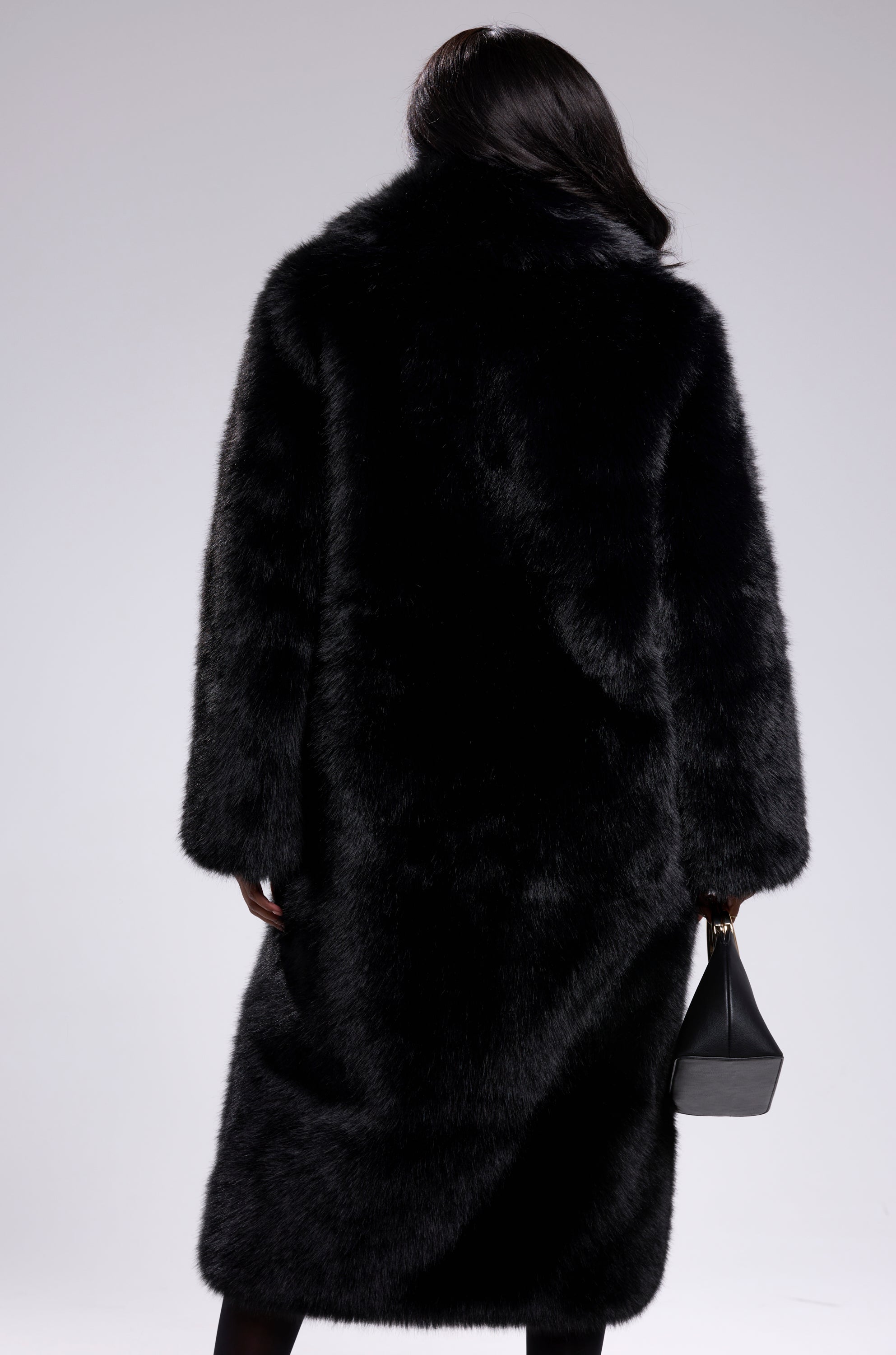 OSLO FAUX FUR COAT IN BLACK