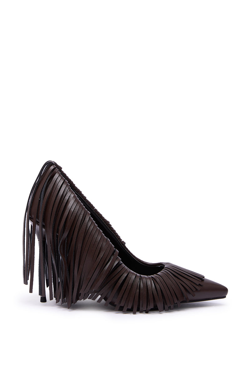 AZALEA WANG RALPH CHOCOLATE FRINGE CLASSIC PUMP