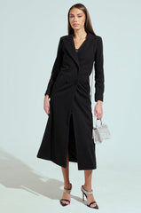PARTY IN THE BACK RHINESTONE FRINGE TRENCH