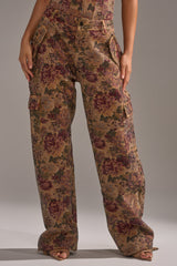 GLAM SQUAD RHINESTONE BROCADE TROUSER