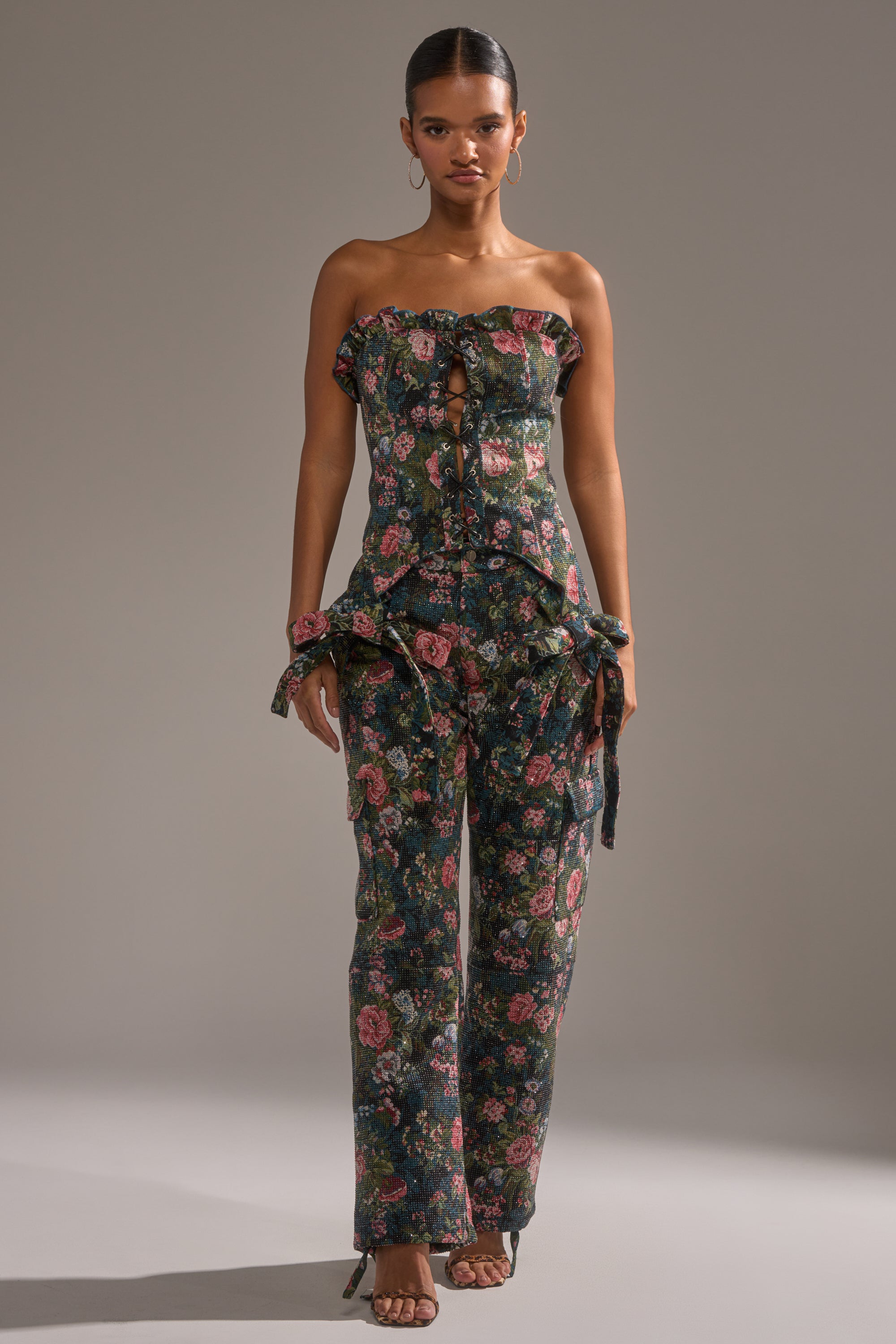 I WANT YOU FLORAL RHINESTONE TROUSER