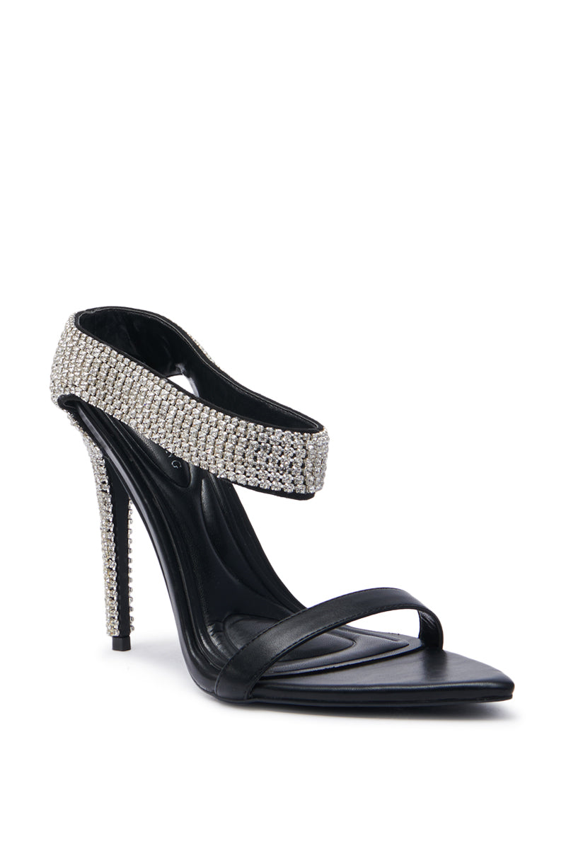 AZALEA WANG TYSSEN BLACK EMBELLISHED STILETTO SANDAL