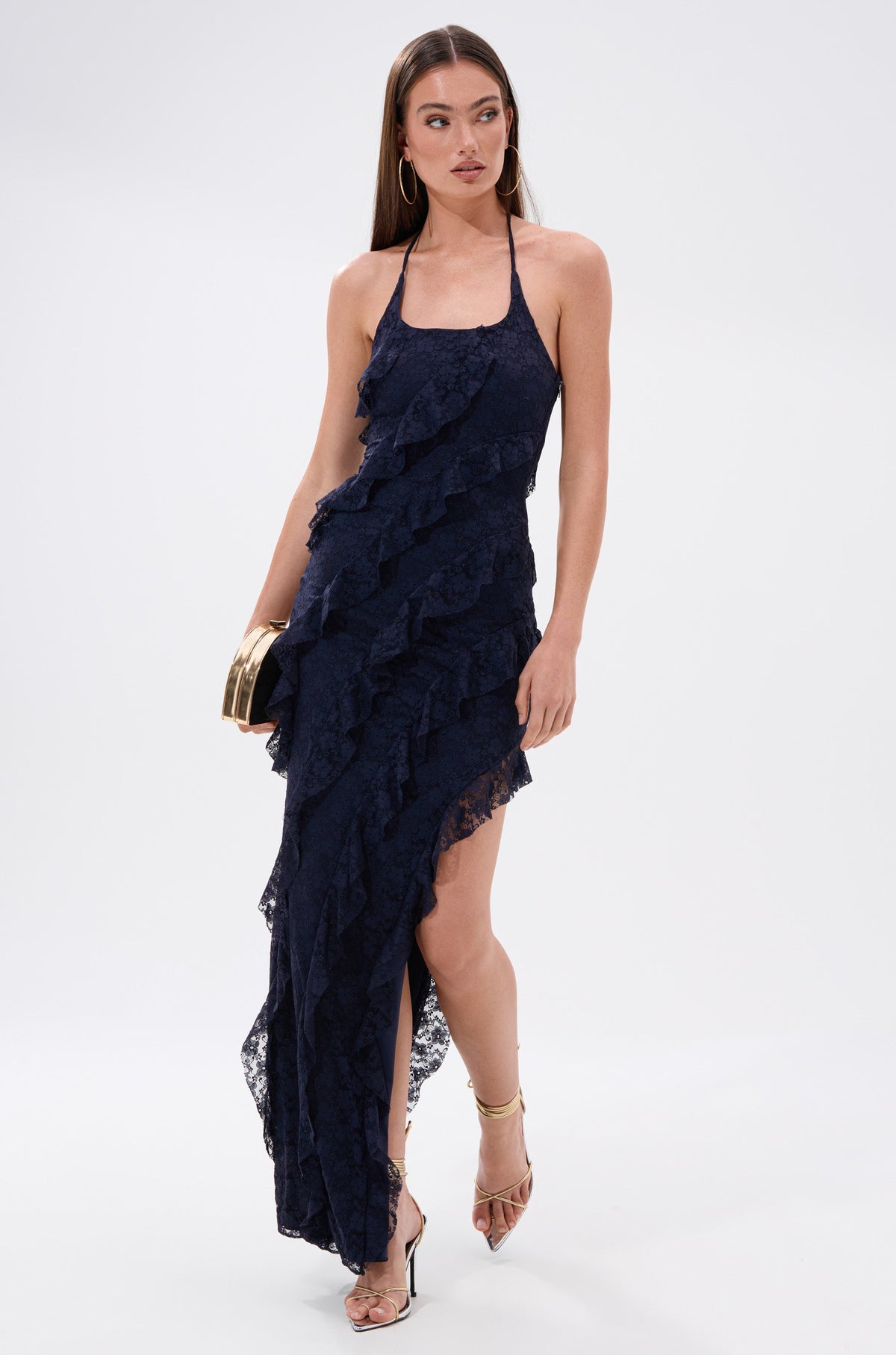 I GOT IT ALL LACE MIDI DRESS IN NAVY