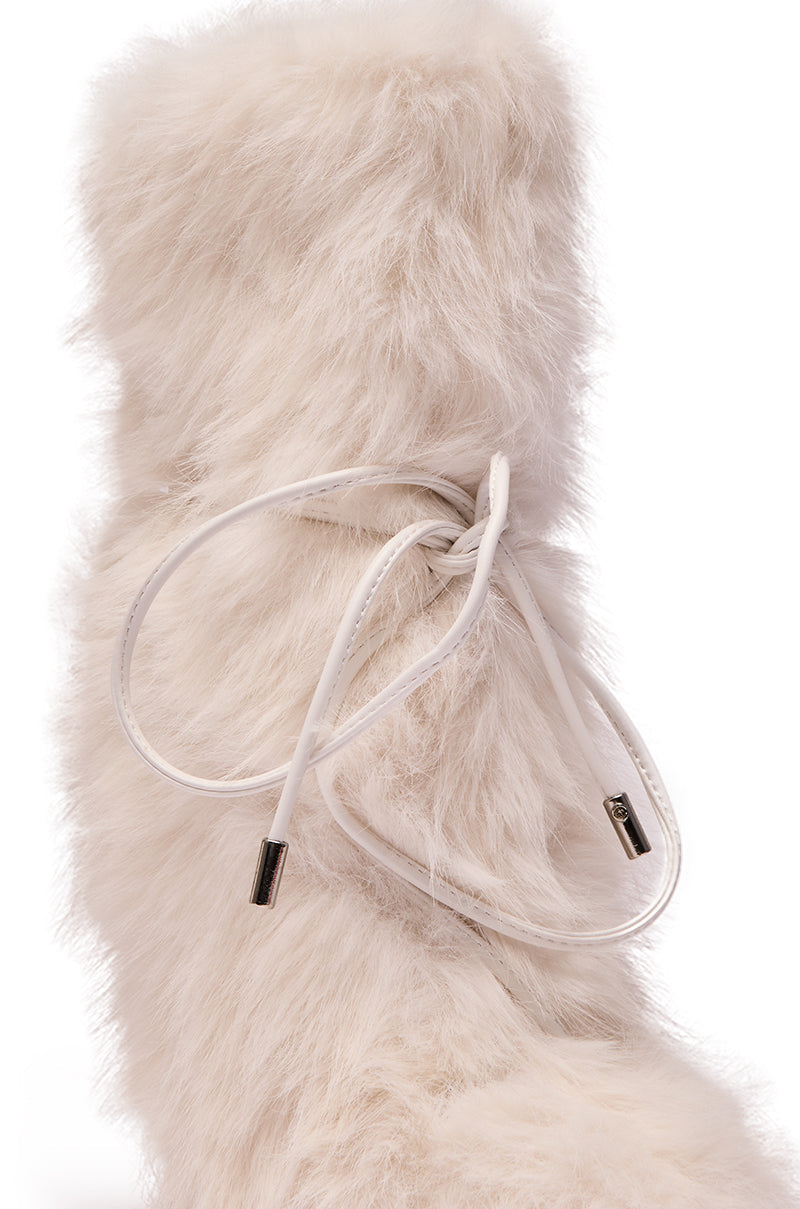 AZALEA WANG VITYA IVORY FUR BOOTIE