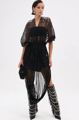 RIPPLING SHEER HALTER TOP