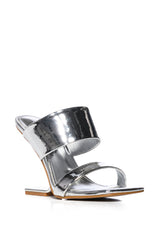 AZALEA WANG BESSIE SILVER NOVELTY HEEL SANDAL