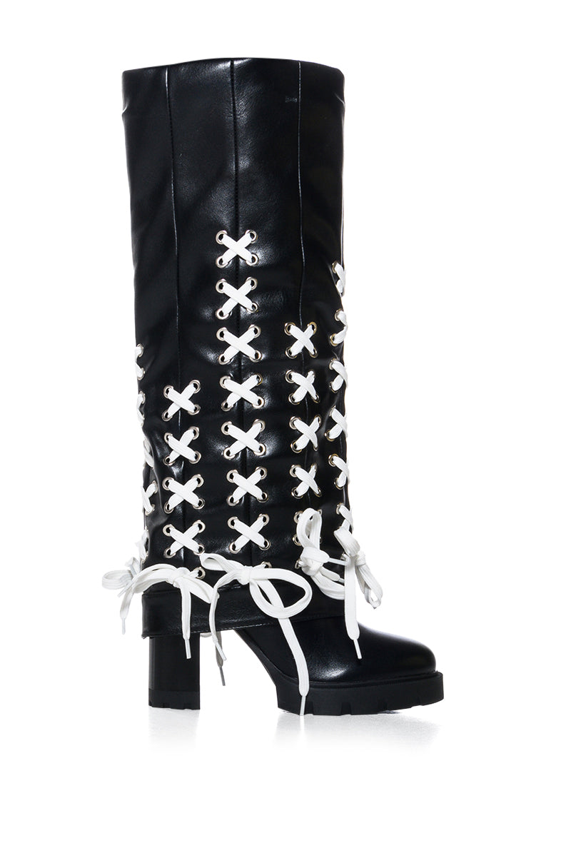 AZALEA WANG BREAKING RULES BLACK LACED UP BOOT