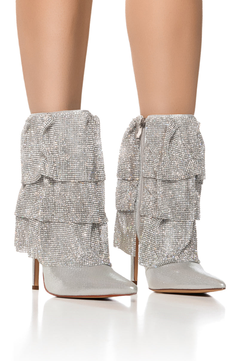 AZALEA WANG CHILTON SILVER CHAIN MAIL DRAPE BOOTIE